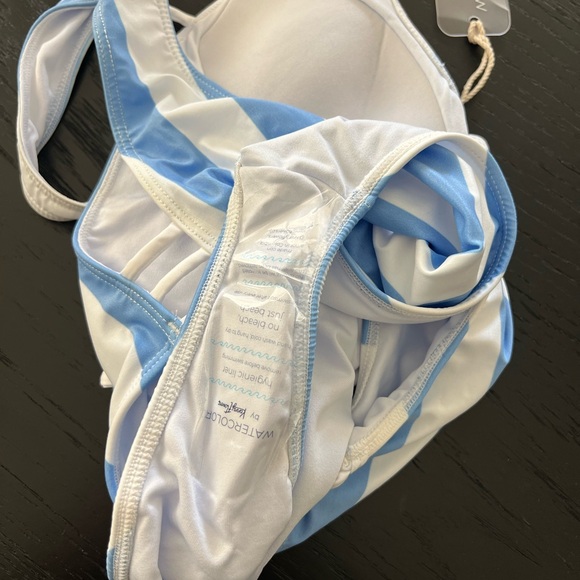 Kenny Flowers Blue Striped One Piece Swimsuit XS - Picture 3 of 4